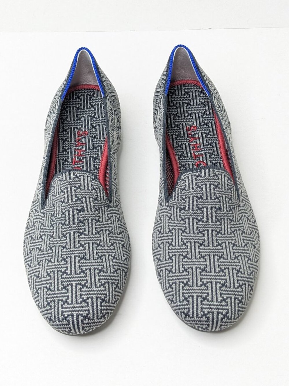 Rothy's Gray and Navy blue Patterned Slip-On Flats - perfect